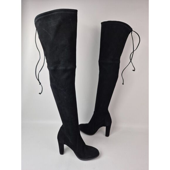 Stuart Weitzman Women's Black Highland Heel Suede Over The Knee Boots Size 6 B - Picture 4 of 7